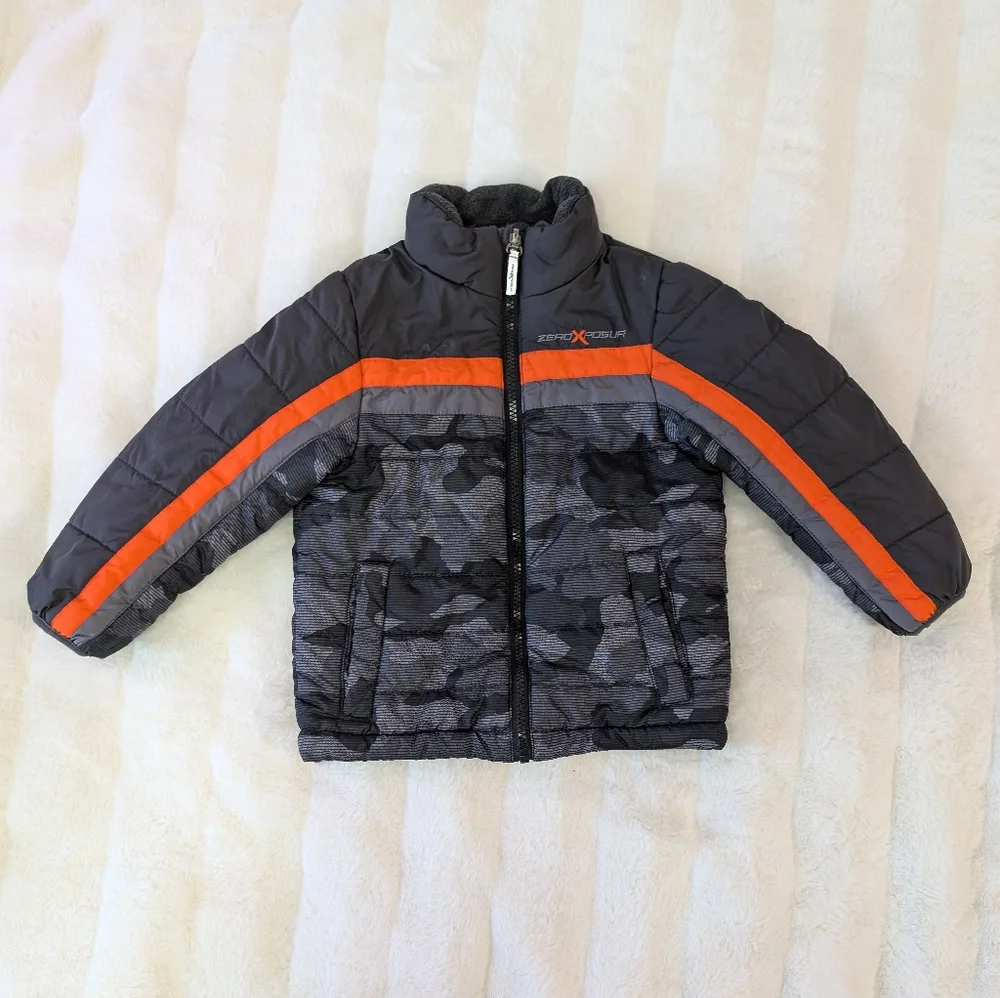 ZeroXposur Boys Black & Gray Camo Puffer Jacket